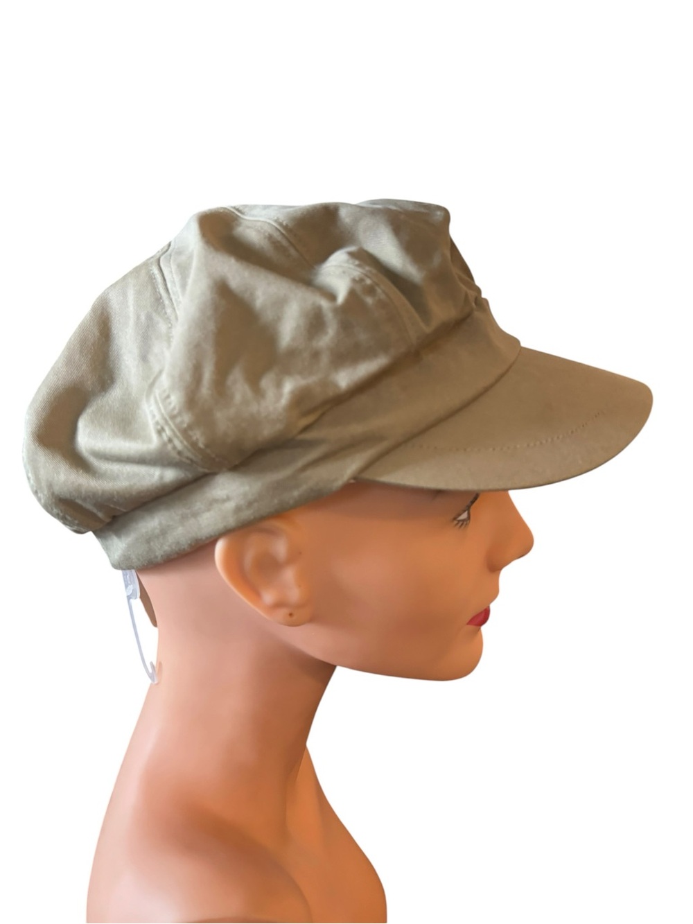 Gap Khaki Cotton Newsboy Cap~Relaxed Paneled Crown~Curved Brim Sz M/L Lined